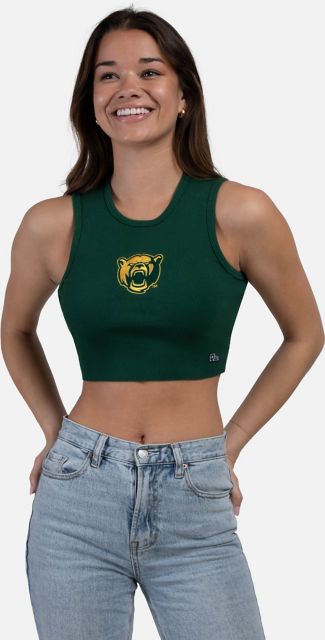 Baylor University - Embroidered Cropped Baseball Jersey - Green