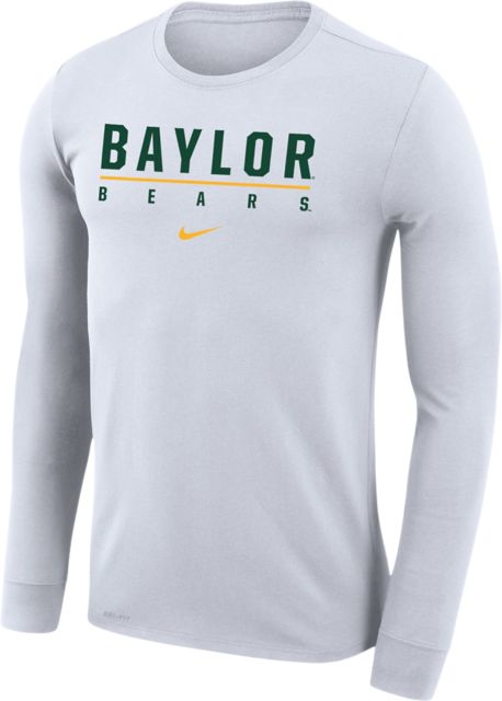 Nike Women's Baylor Bears White Dri-Fit Cotton Long Sleeve Crop T-Shirt, Large