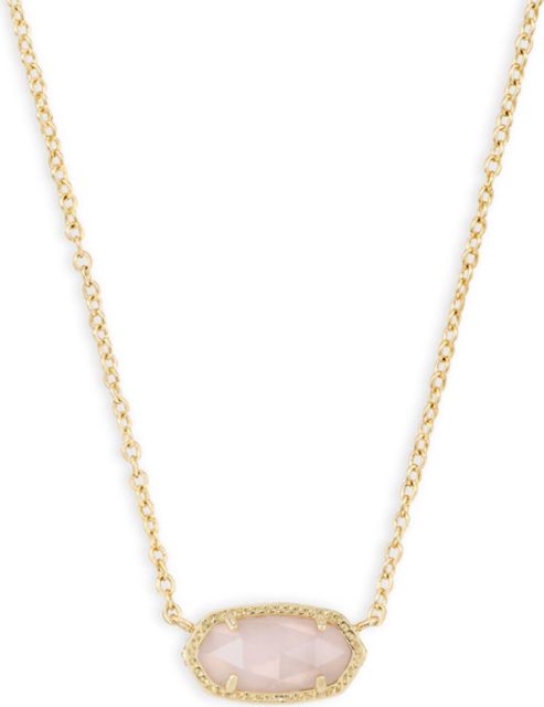 Elisa Short Pendant Necklace Gold Rose Quartz