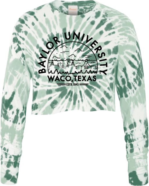 Baylor University Women's Tie Dye Cropped Long Sleeve T-Shirt