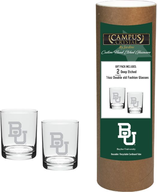 Baylor University 14 oz. Double Old Fashion Glass - Set of 2
