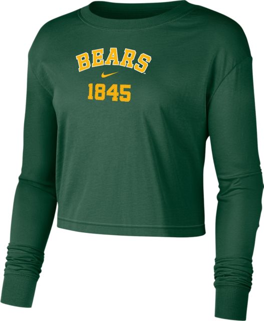 Nike Women's Baylor Bears White Dri-Fit Cotton Long Sleeve Crop T-Shirt, Large