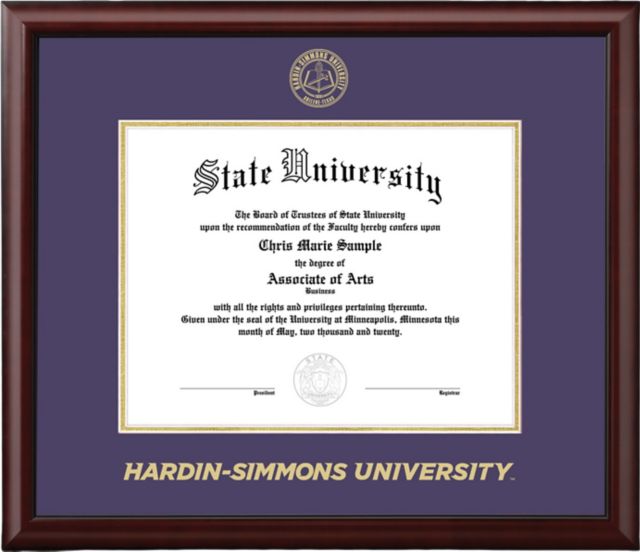 Hardin-Simmons University Mahogany Scholar Diploma Frame