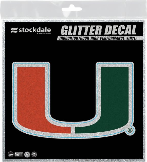 University of Miami 6x6 in. Glitter Decal