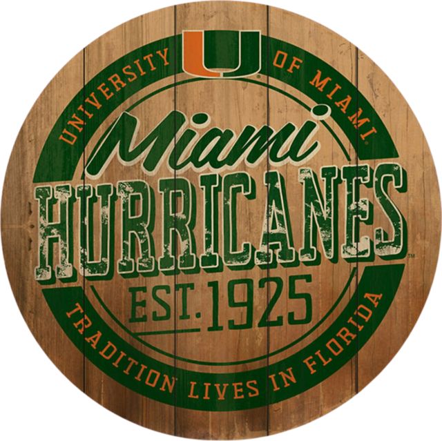 University of Miami Barrel Top Wall Mount 26''x26'' - ONLINE ONLY