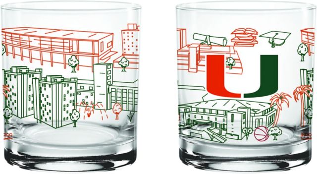 University of Miami 14 oz. Campus Line Rocks Glass