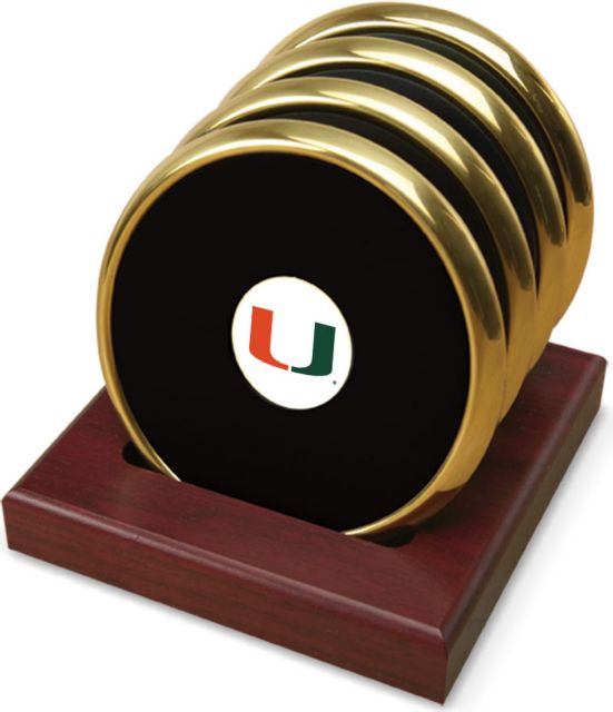 CSI  Set Of 4 Gold Round Coaster Gift Boxed With Colored Medallion - ONLINE ONLY