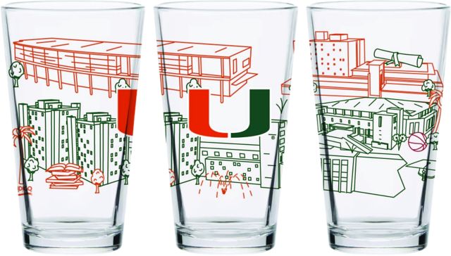 University of Miami 16 oz. Campus Line Pint Glass