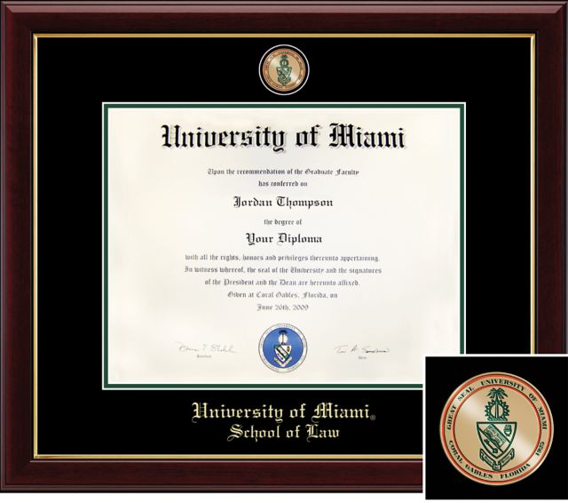 University of Miami, Masterpiece Diploma Frame. Masters, PhD.  Law. Diploma Size 11x14 - ONLINE ONLY