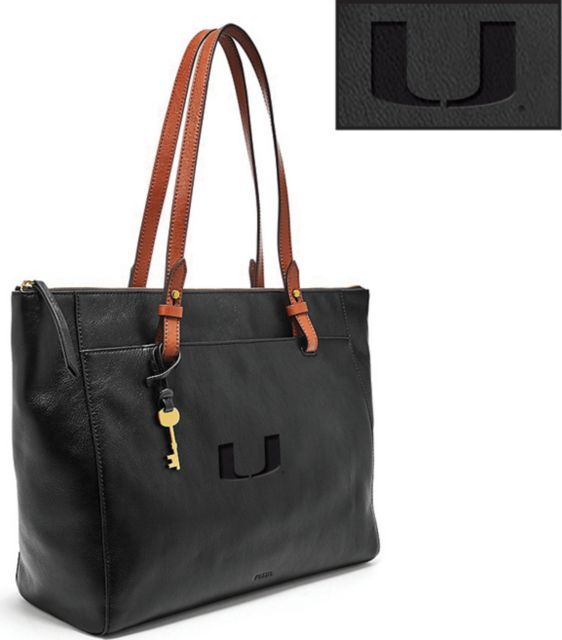 Fossil Leather Rachel Tote Black ONLINE ONLY University Of Miami