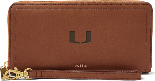 Fossil Leather Logan RFID Zip Around Clutch - Brown - ONLINE ONLY