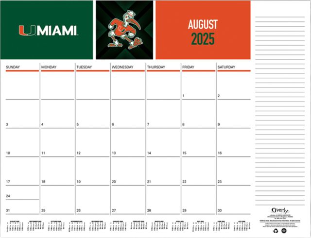 University of Miami Academic Year 2025 - 2026 Desktop Calendar