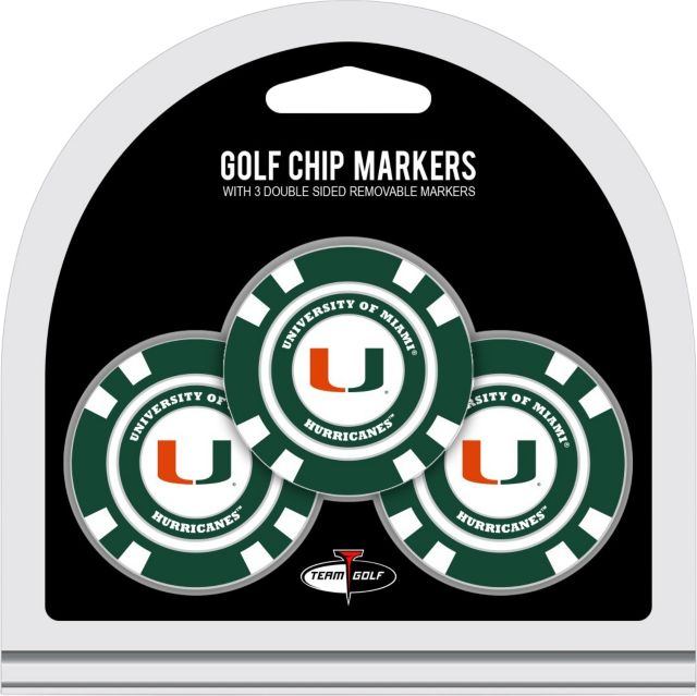 University of Miami Golf Ball Chip Markers 3-Count