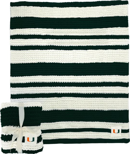 University of Miami Cable Knit Throw 50x60