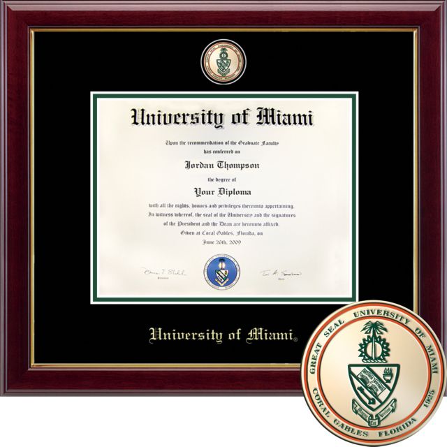 University of Miami, Masterpiece Diploma Frame. Bachelors. Church Hill Classics. Diploma Size 8.5x11