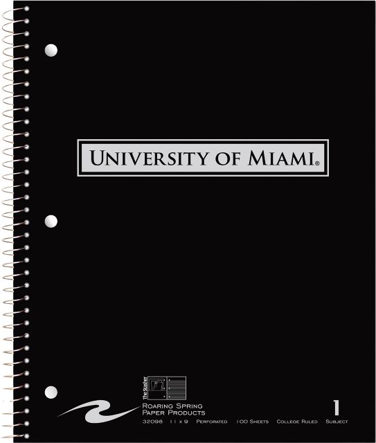 University of Miami 1 Subject Notebook