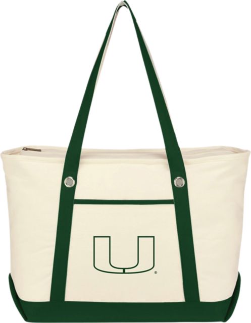 University of Miami Canvas Zippered Tote Bag