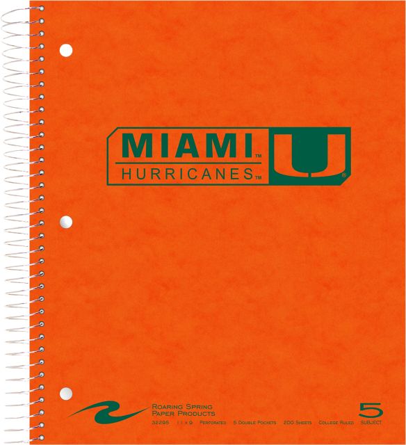 University of Miami 5 Subject Notebook