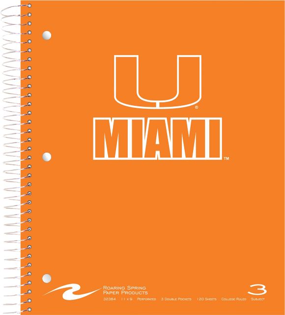 University of Miami 3 Subject Notebook