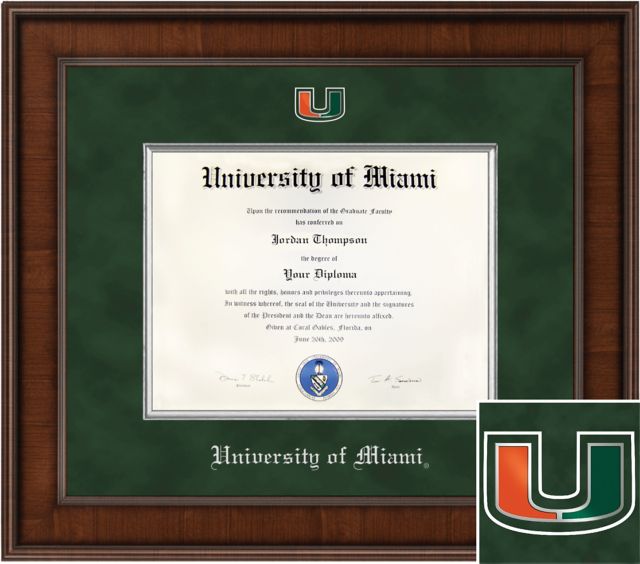 University of Miami Prestige 8.5x11 Diploma Frame