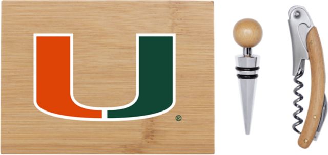 University of Miami Bamboo Wine Tool Set