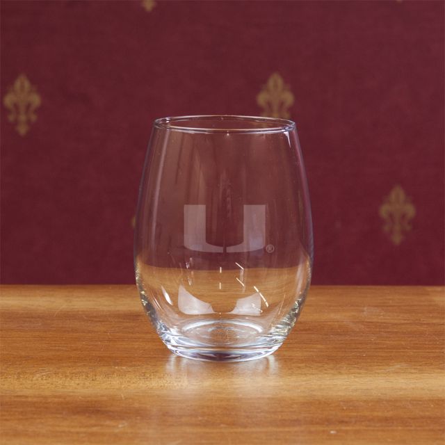 University of Miami 15 Oz. Stemless Wine Glass