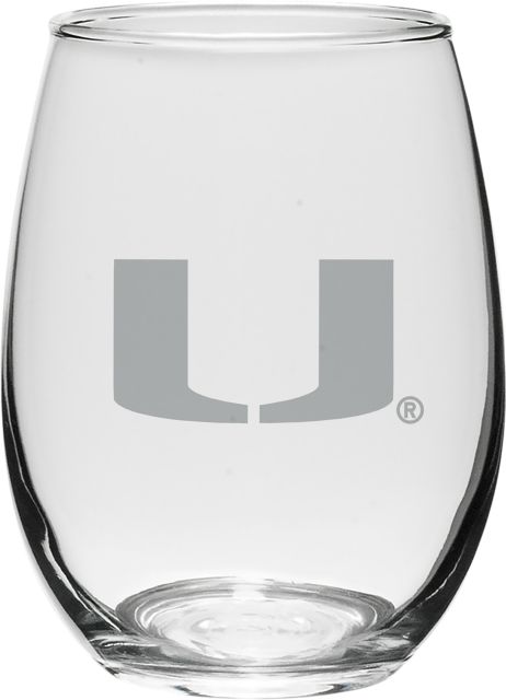 University of Miami 21 oz. Stemless Wine Glass