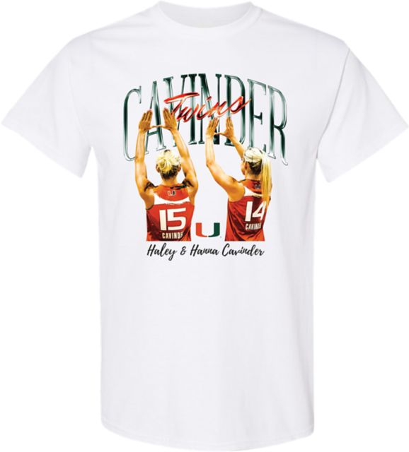 University of Miami Women's Basketball Short Sleeve T-Shirt CAVINDER TWINS