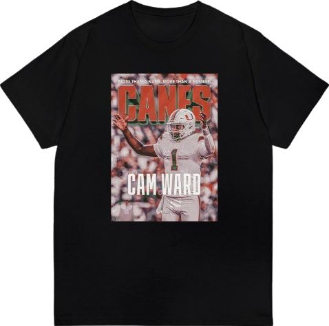 Miami Football Youth Short Sleeve T-Shirt CAM WARD POSTER