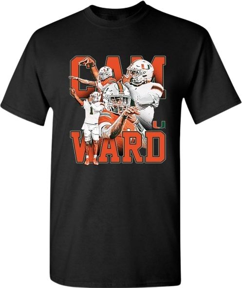 Miami Football Youth Short Sleeve T-Shirt CAM WARD CELEBRATION