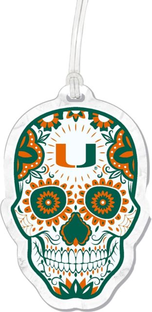 University of Miami Sugar Skull Acrylic Bag Tag
