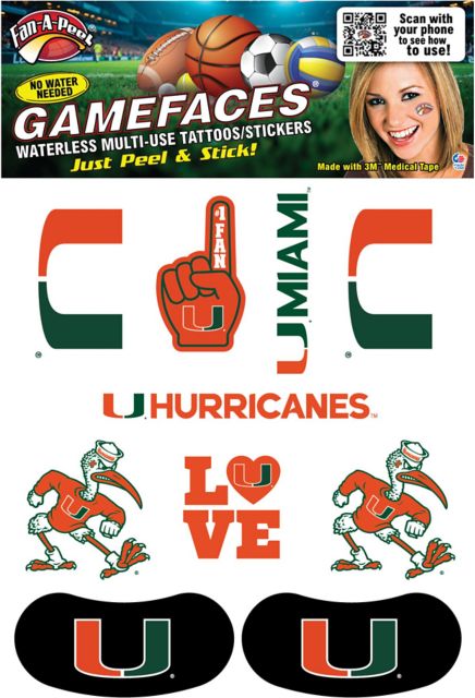 University of Miami Game Face Tattoos