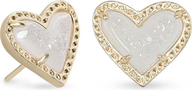 Ari Heart Stud Earrings Gold Iridescent Drusy: University Of Miami