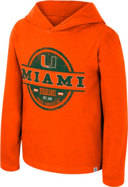University of Miami Hurricanes Youth Hooded Long Sleeve Shirt