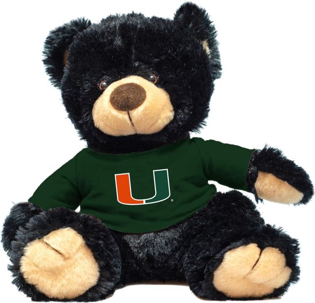 University of Miami 12'' Plush Noah Bear - Black - ONLINE ONLY