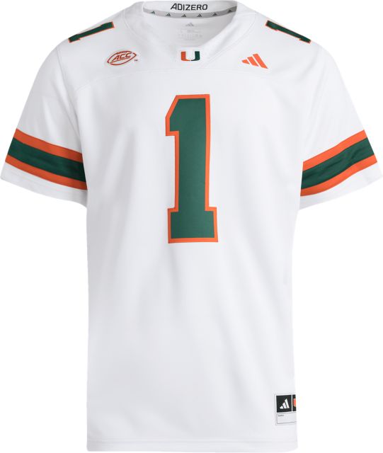 University of Miami Hurricanes adidas Football #1 Premium Replica Away Jersey