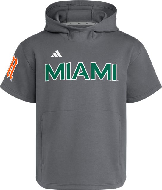 University of Miami Hurricanes adidas Short Sleeve Hooded Sweatshirt