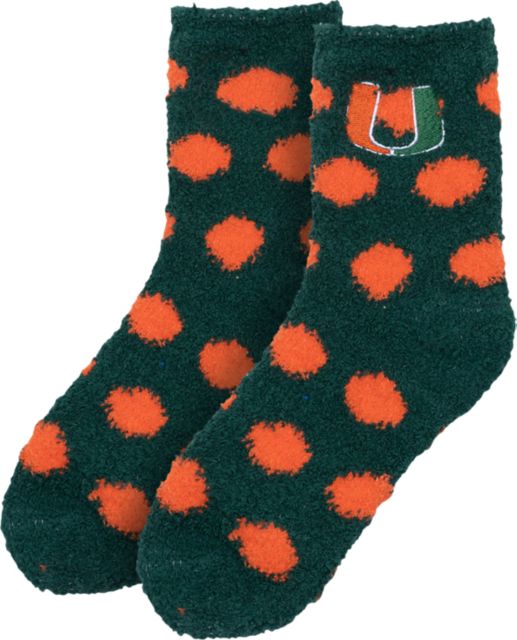 University of Miami Youth Fuzzy Dot Socks
