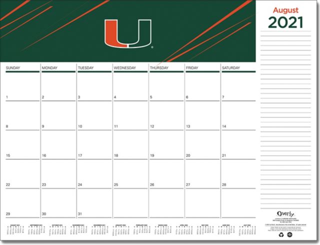 University Of Miami 2021-2022 Desktop Calendar:university Of Miami