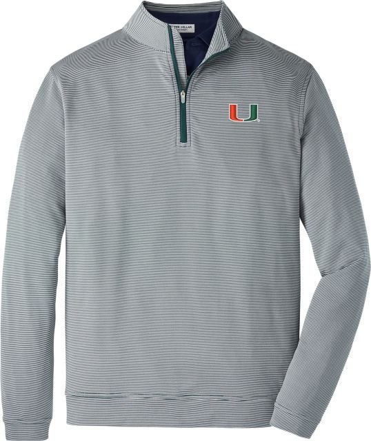 University of Miami Stripe Performance 1/4 Zip