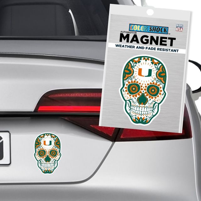 University of Miami Sugar Skull 4" x 4" Magnet