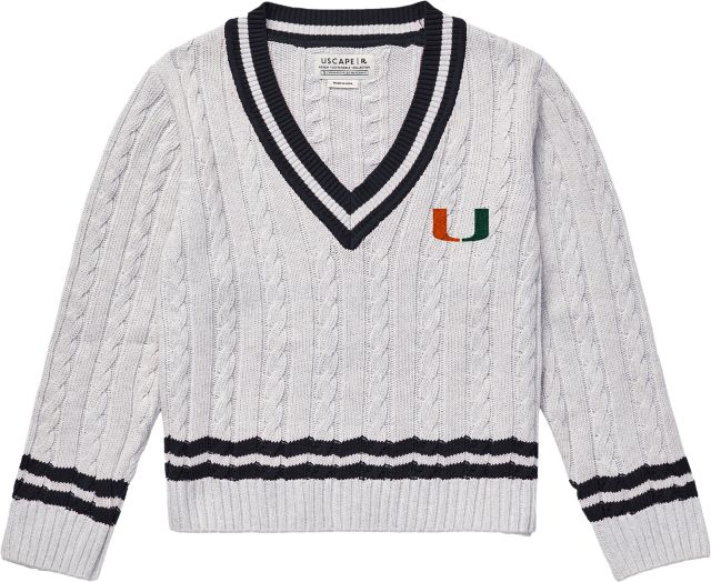 University of Miami Women's Cable Knit V-Neck Sweater