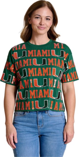 University of Miami Women's Sequin Short Sleeve T-Shirt