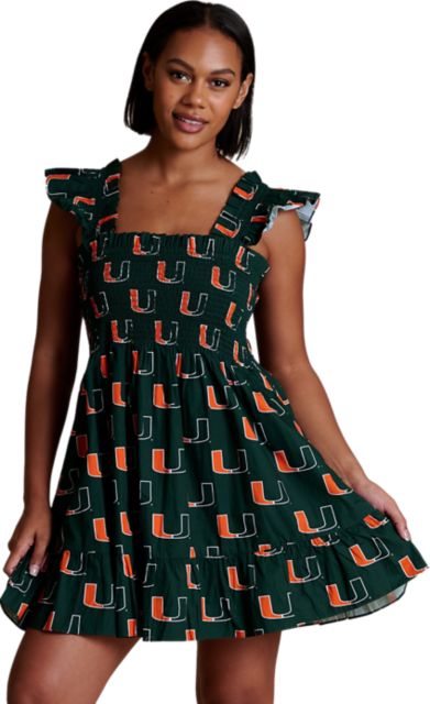 University of Miami Women's Poplin Smocked Dress