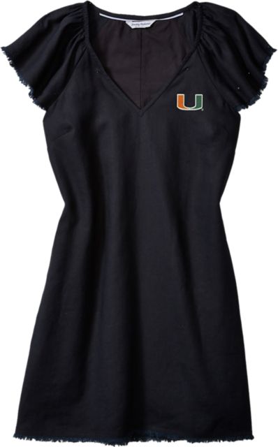 University of Miami Women's Two Palms Flutter-Sleeve Linen Shift Dress