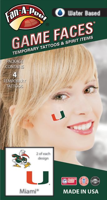 University of Miami Tattoo 4-Pack