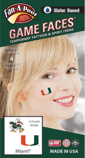 University of Miami Tattoo - 4 Pack