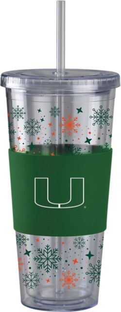 University of Miami Straw Snowflake Tumbler