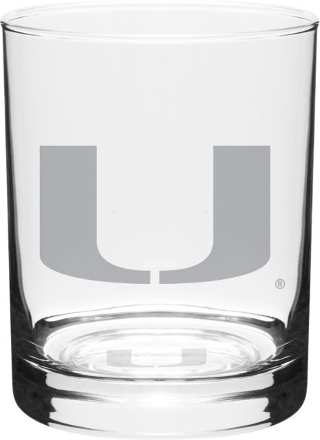 University of Miami 14 oz. Double Old Fashioned Glass