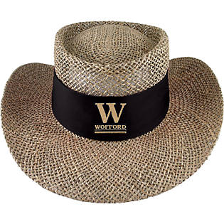 Wofford College Tournament Straw Hat | Logo Fit | One Size | Black | 1SIZE